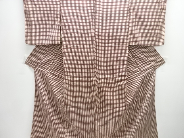JAPANESE KIMONO / ANTIQUE KIMONO / TAISHO ROMAN STYLE / SILK / WOVEN GRID
